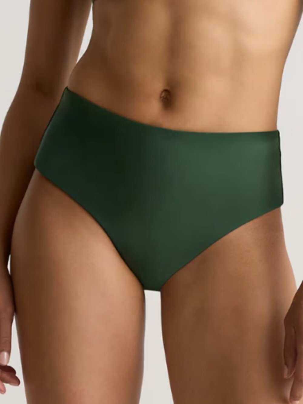 New Quince Italian High Rise Palm Green Bikini Bottom Swimwear Size Small